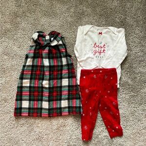 Carters baby girl holiday outfits plaid Christmas dress best gift size 12 months